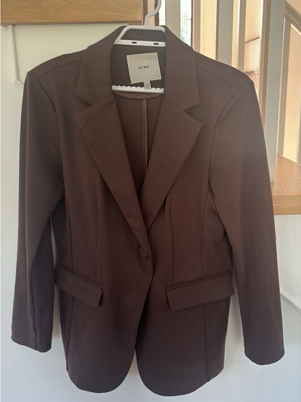 ICHI Women's Chocolate Brown Single-Button Blazer